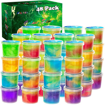 Imelitoy Galaxy Slime 48 Pack, Kids Slime Party Favors, Classroom Prize, Christmas Goodie Bag Stuffers, Valentine For Kids, Supe