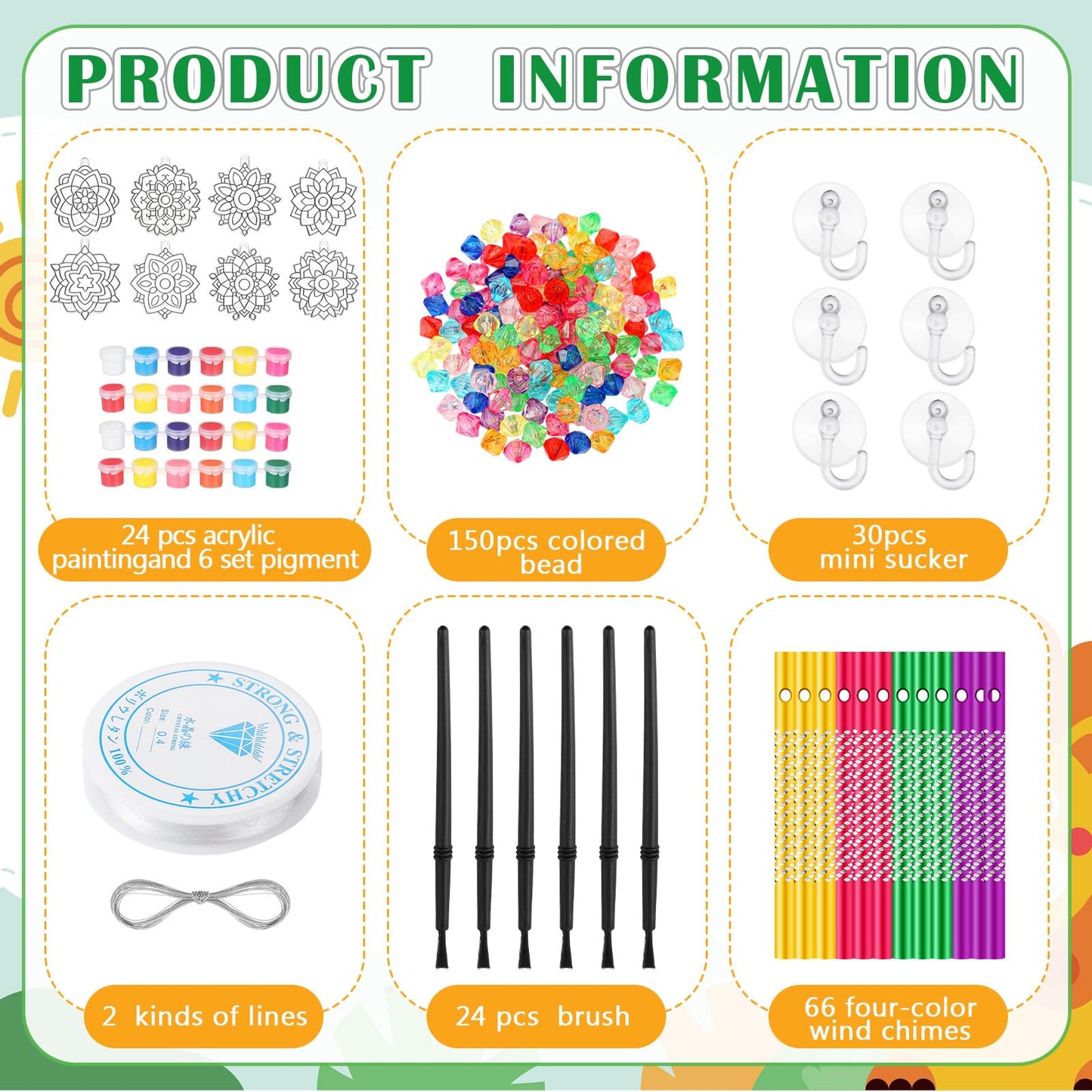 VioraWhite 24 Sets Christmas Mandala Suncatchers Wind Chimes Window Art Kits, Xmas DIY Sun Catchers Bulk Ornaments Painting Craf