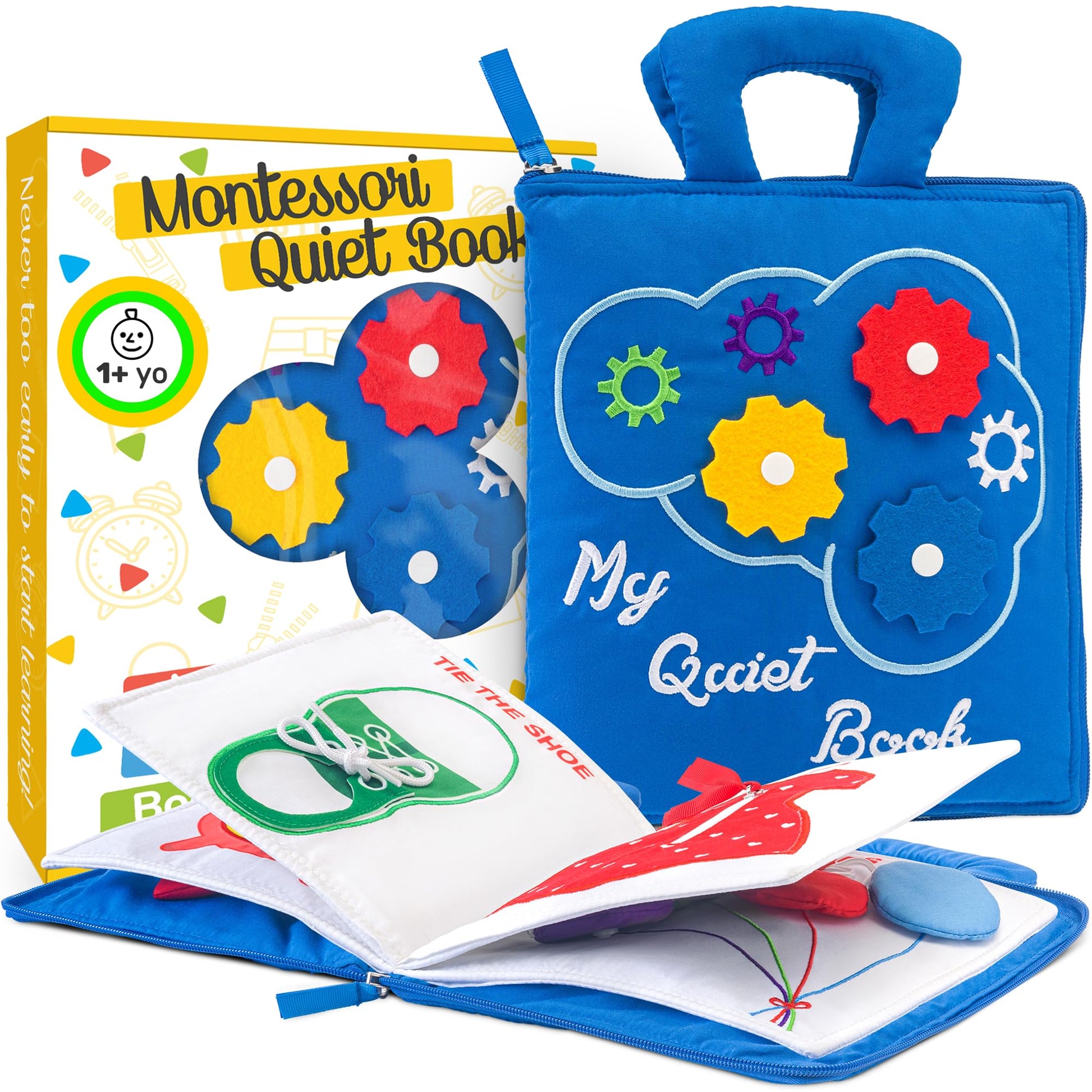 Democa Busy Book For Toddlers 1-3, Quiet Book Montessori Toy For 1 Year Old With Learning Activities, Travel Toy With 9 Educatio