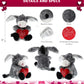 Dollibu I Love You Valentine Plush Itting Grey Donkey - Cute Stuffed Animal With Red Heart And Name Personalization Gift For Valentines Day, Birthday, Anniversary, Romantic Date - 9 Inches