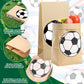 Watersay 100 Pcs Soccer Party Favor Bags 12 x 6 x 4 Soccer Kraft Paper Goodie Treat Candy Food Bags for Sports Themed Party Favo