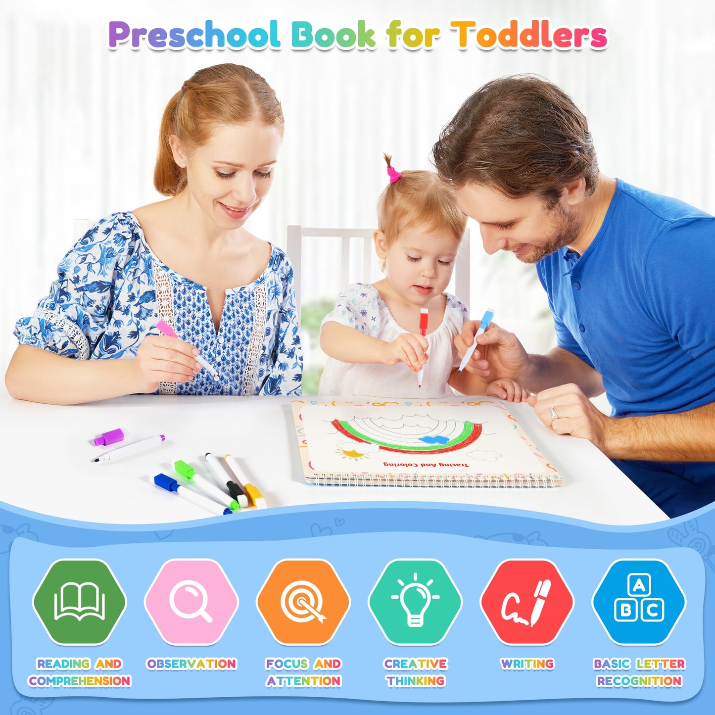 Preschool Learning Activities, Montessori 32 Thems Busy Book For Toddlers Ages 2-6, Education Toys For Kids, Alphabet Learning T