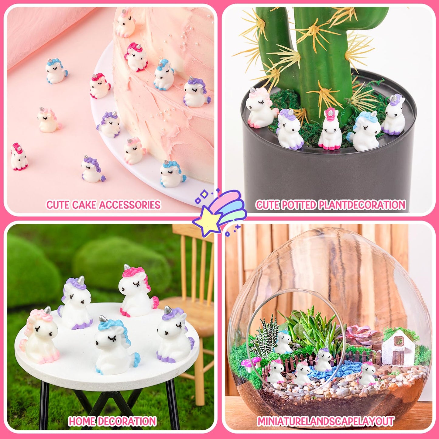 Lhsyfbz 48Pcs Mini Resin Unicorn, Miniature Unicorn Figurines, Mini Resin Animals To Hide For Garden Landscape Aquarium Dollhous
