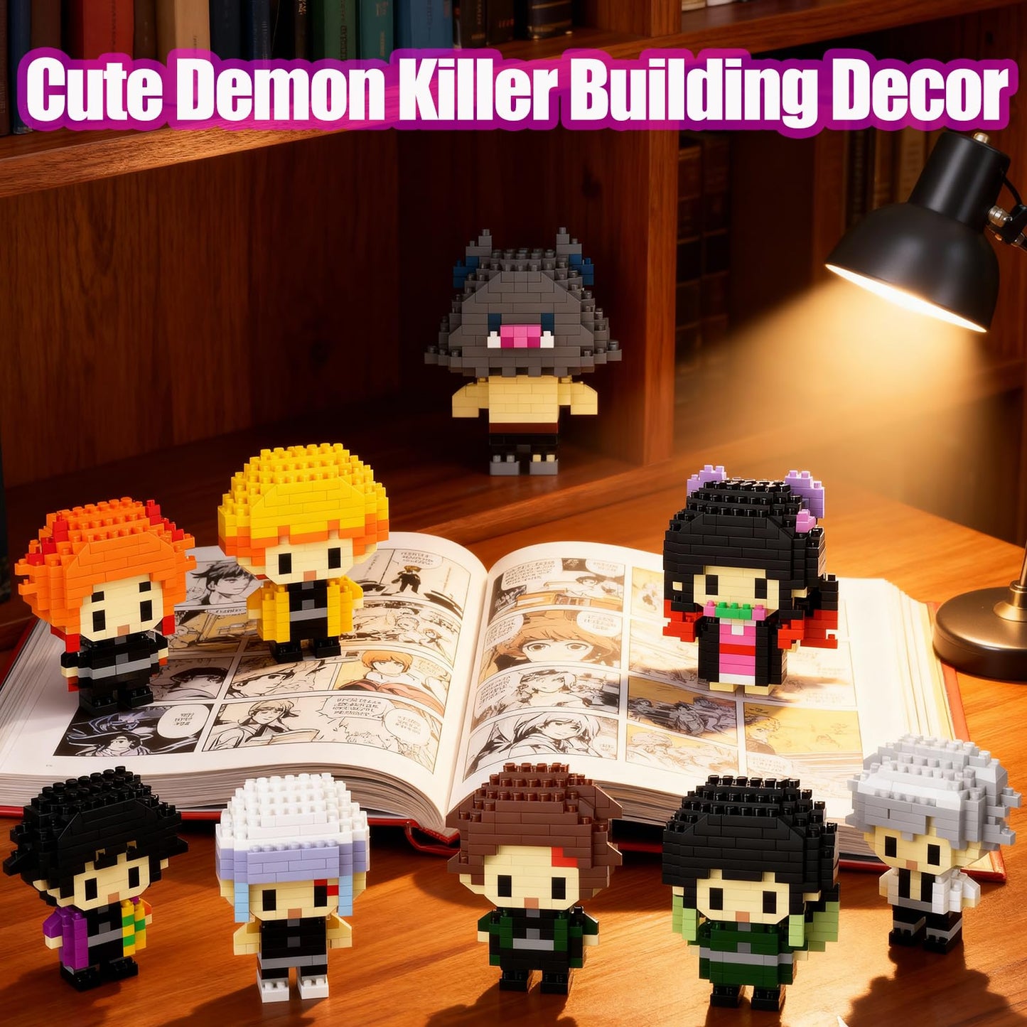 JESGO 10 Kill Demon Anime Figures Building Block Kit, 2000PCS, Medium, Purple Golden, Model 2025, Collectible Toy for Teens 14+