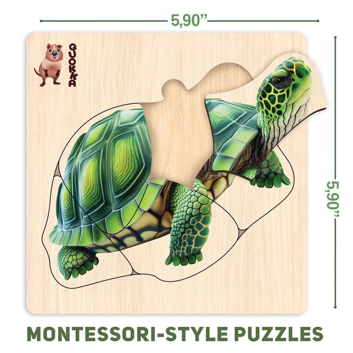 Quokka Realistic Wooden Puzzles For Toddlers 1-3 Year Old - 5,9 X5,9 Inches Kids Puzzles Ages 2-4 - Safari Montessori Toddler Toys - Motor Skills Games Gifts For Boys And Girls