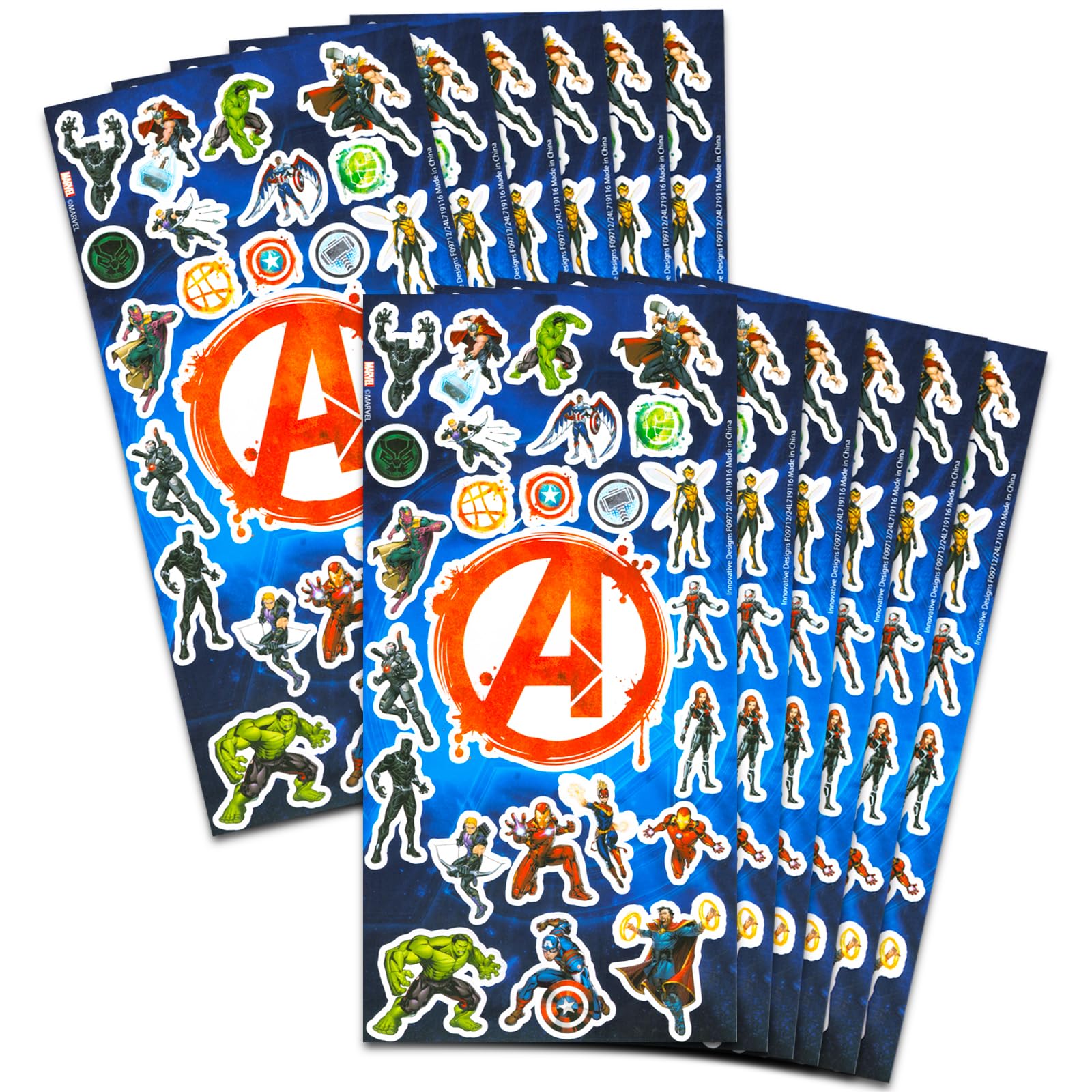 Marvel Avengers Party Favors for Boys & Girls Bundle ~ 12 Pack Avengers Sticker Sheets for Kids Birthday Party Goodie Bags | Ave