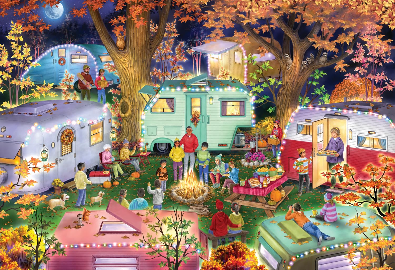 Fall Campers 100 Piece Puzzle by Vermont Christmas Company - 19 x 13 - Large Pieces Perfect for Seniors & Kids