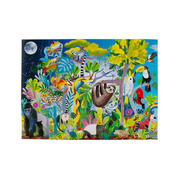 Eeboo: Rainforest Life 20 Piece Jigsaw Puzzle, Aids In Development Of Pattern, Shape, And Color Recognition, Offers Children A Challenge, Perfect For Ages 5 And Up