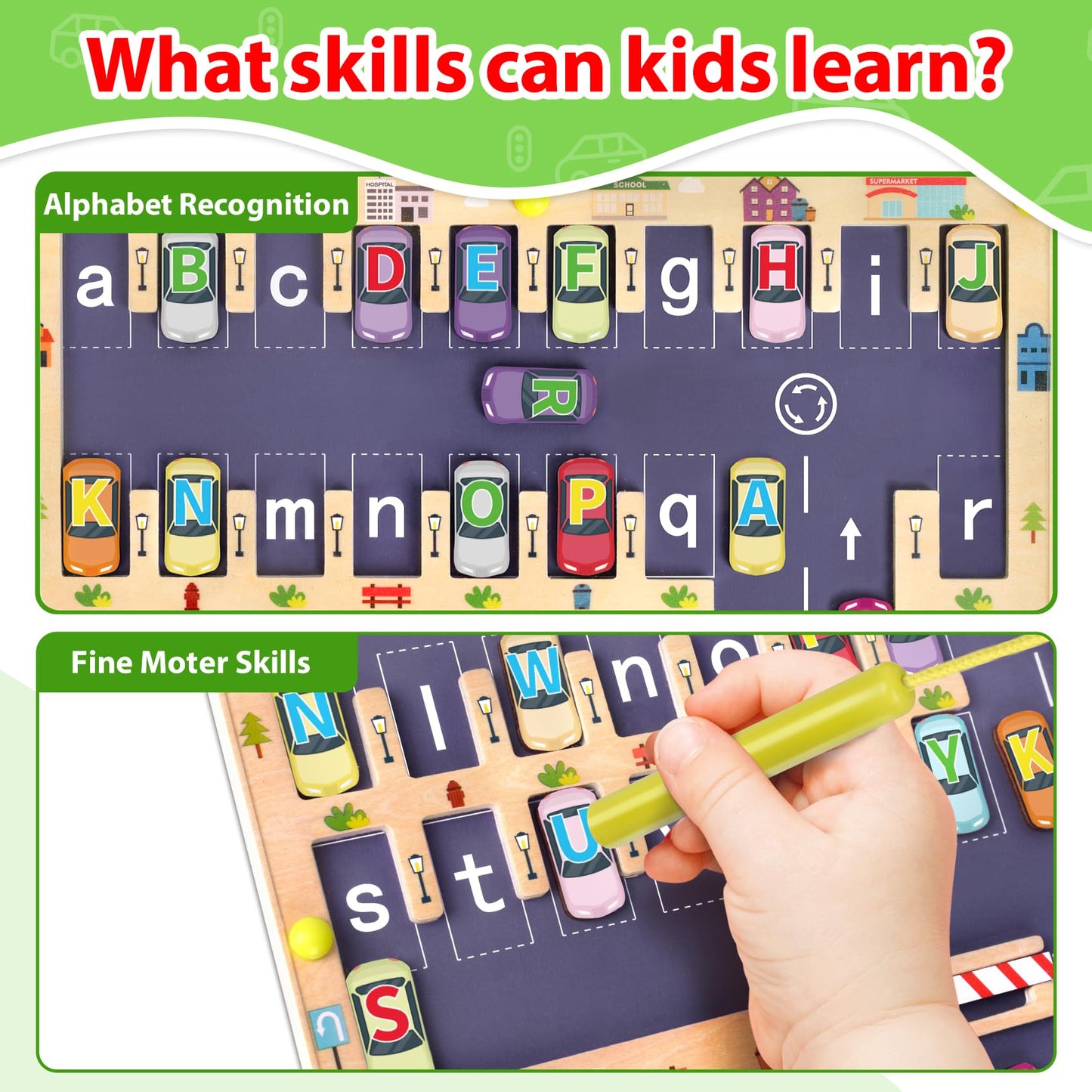 Scuwtocn Wooden Magnetic Alphabet Maze Letter Puzzle, Montessori Fine Motor Skills Toys For Boys Girls 3 4 5 Years Old, Abc Learning Toys For Kids Age 3+, Christmas, Birthday Present