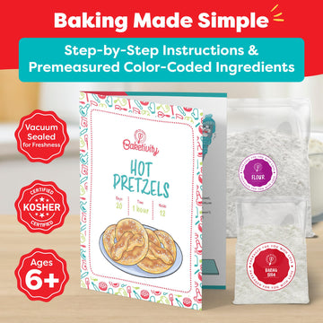Pretzel Making Kit - Real Cooking Set for Kids Ages 5-12+ with Recipe and Ingredients - Kids Baking Set for Girls & Boys - Great
