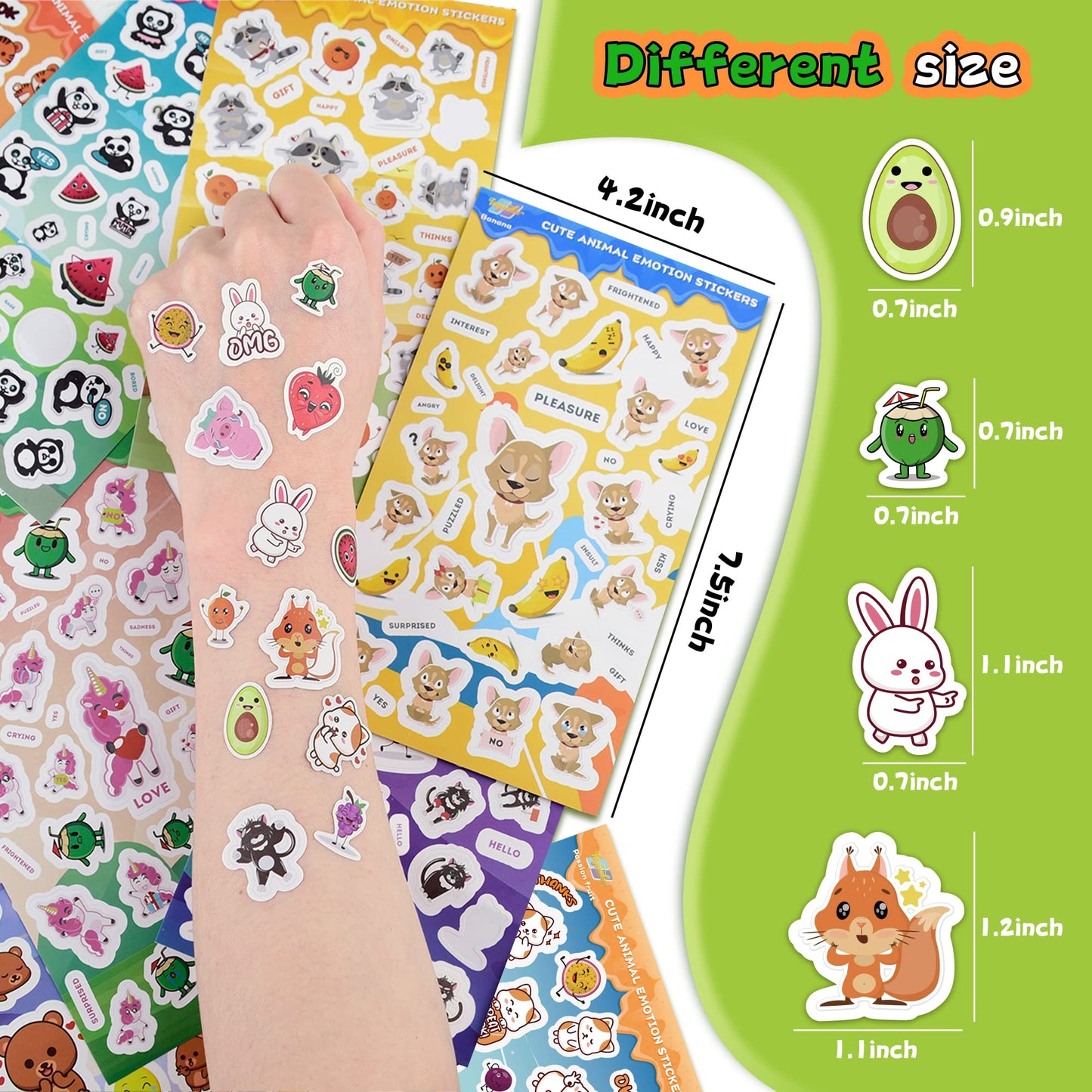 Tageenla Scented Stickers for Kids - 48 Sheets Scratch & Sniff, Colorful Animal Emotions, 12 Scents, Classroom & Birthday Rewards
