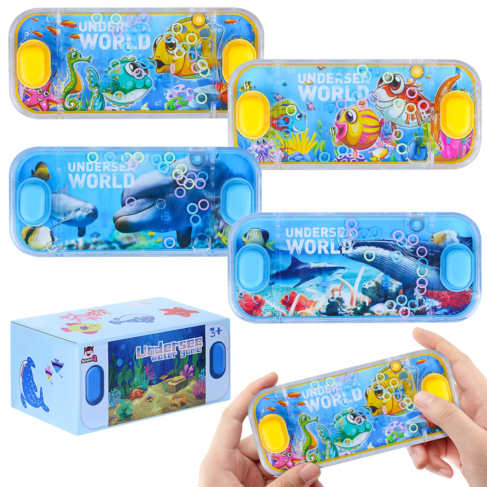 Sevenq Handheld Water Games, 4 Packs Ocean Theme Water Toss Ring Game Aqua Toy Water Ring Game For Kids Stocking Stuffers