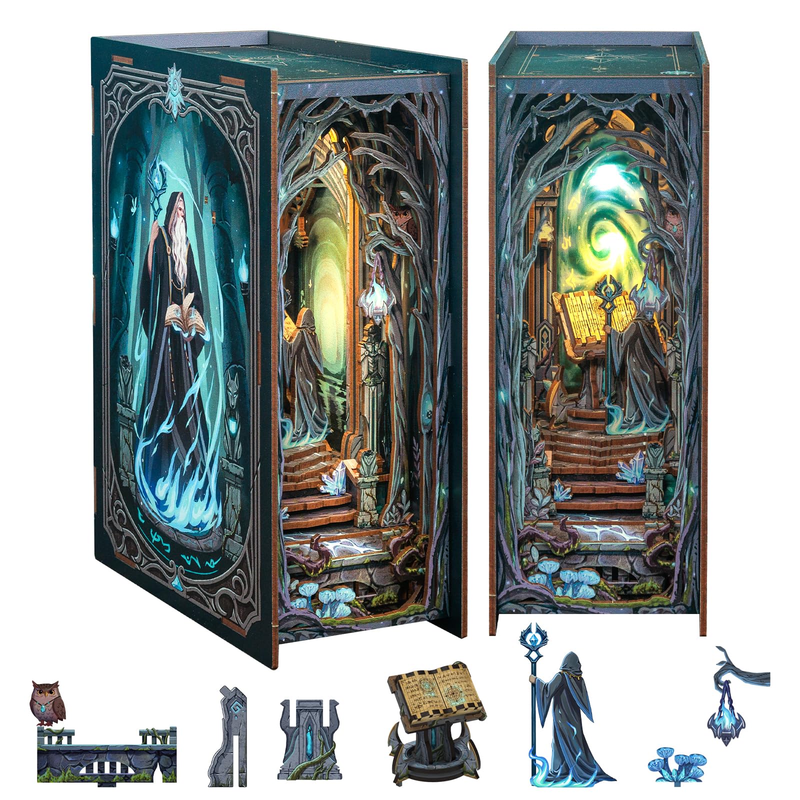 Fsolis Book Nook Kit, Diy Miniature Room House Kit For Adult Activities Decorative Bookend Bookshelf Bookcase Decor Birthday For Women Teens (The Gate Of Wonderland)