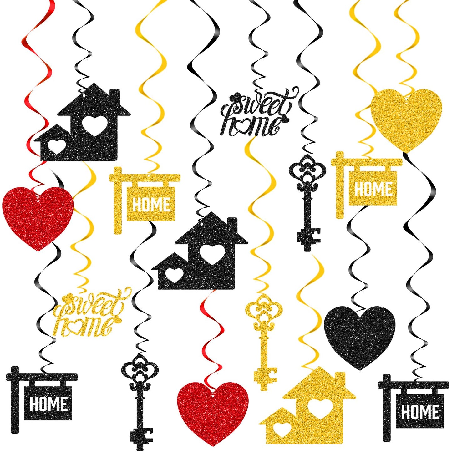 Containlol 40 Pieces Housewarming Party Decorations Welcome Home Swirl Supplies Hanging Glitter Swirls Housewarming Hanging Sign