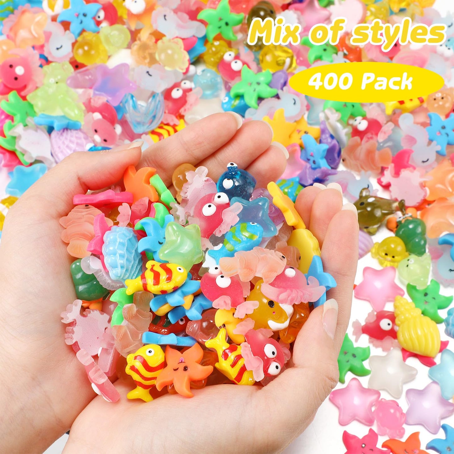 Barydat 400 Pcs Mini Resin Animals Figures Bulk For Pranks Tiny Hide Crafts Starfish Sea Animal Micro Landscape Aquarium Miniature Toys Stuff For Garden Valentine'S Day Party Favors Gifts Decoration