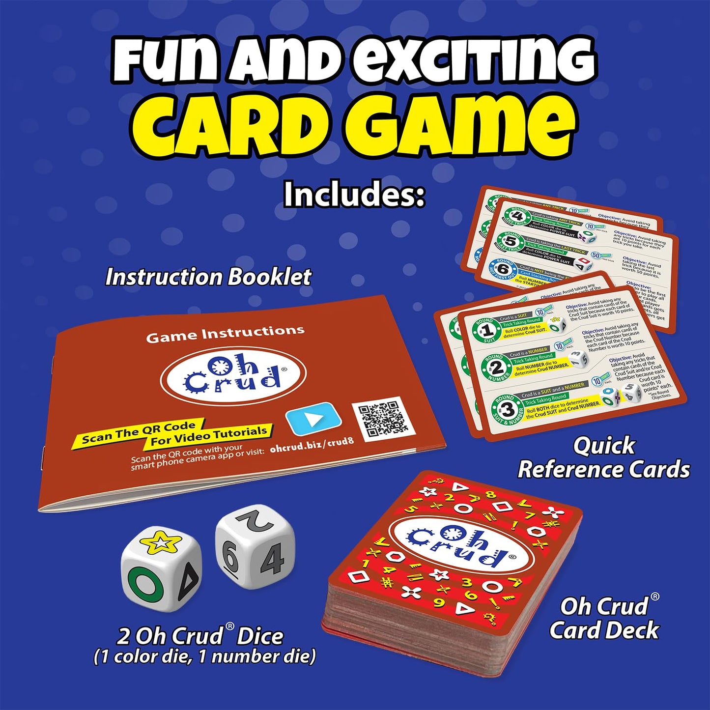Oh Crud Card And Dice Game, Family Game For 2-6 Players, Adults, Teens, Kids, Easy-To-Learn, Strategy, Great For Friends And Families - Ghetti Games