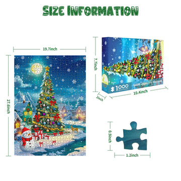 1000 Piece Puzzle For Adults Christmas Snowscape Christmas Puzzle, Snowing Village Scene Christmas Puzzles 1000 Pieces, Christmas Puzzles For Adults Christmas Jigsaw Puzzle Christmas Vacation Puzzle