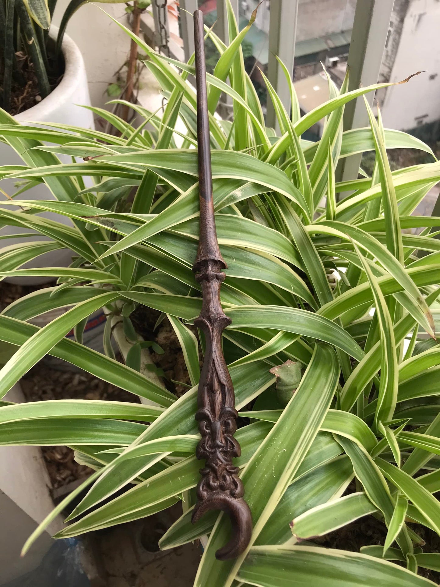Handicraftviet Moon Wand - Hand Carved Wooden Magic Wand  Wizard Wand for Collectible Cosplay  Best Gift for mature-themed and Kid (Moon Wand)