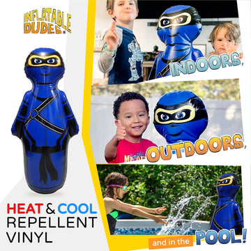 Inflatable Dudes Small Ninja 40 Inches -Kids Punching Bag | Already Filled With Sand| Bop Bag | Premium Inflatable Toy| Punching Bag For Kids| Bounce-Back | Indoor Outdoor -(Little Dudes- Nobi)