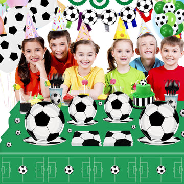 Bqk 96 Pcs Soccer Plates And Napkins Party Supplies Soccer Paper Plates Soccer Birthday Party Decorations Soccer Party Favors So
