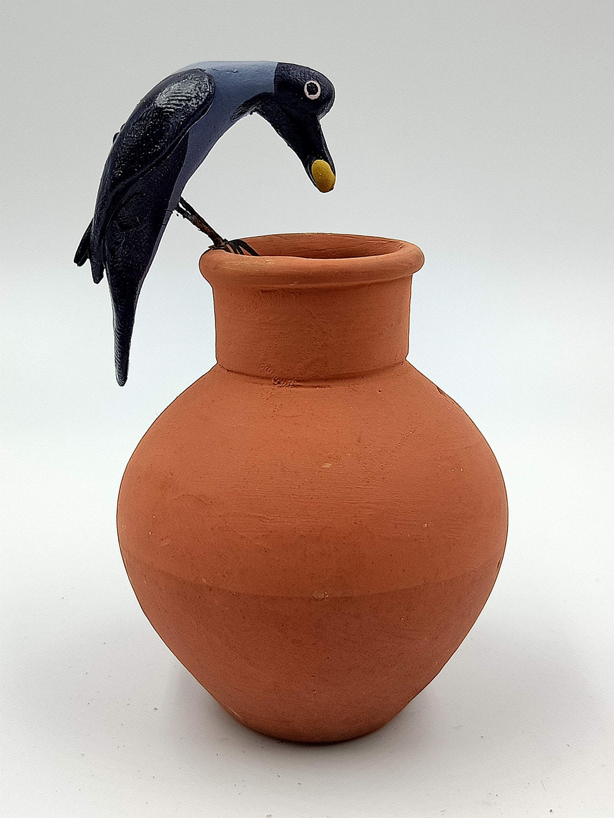 Calcuttacollectibles Thirsty Crow Story Handmade Clay Doll (10 Cm / 4 Inch ) Multi Color