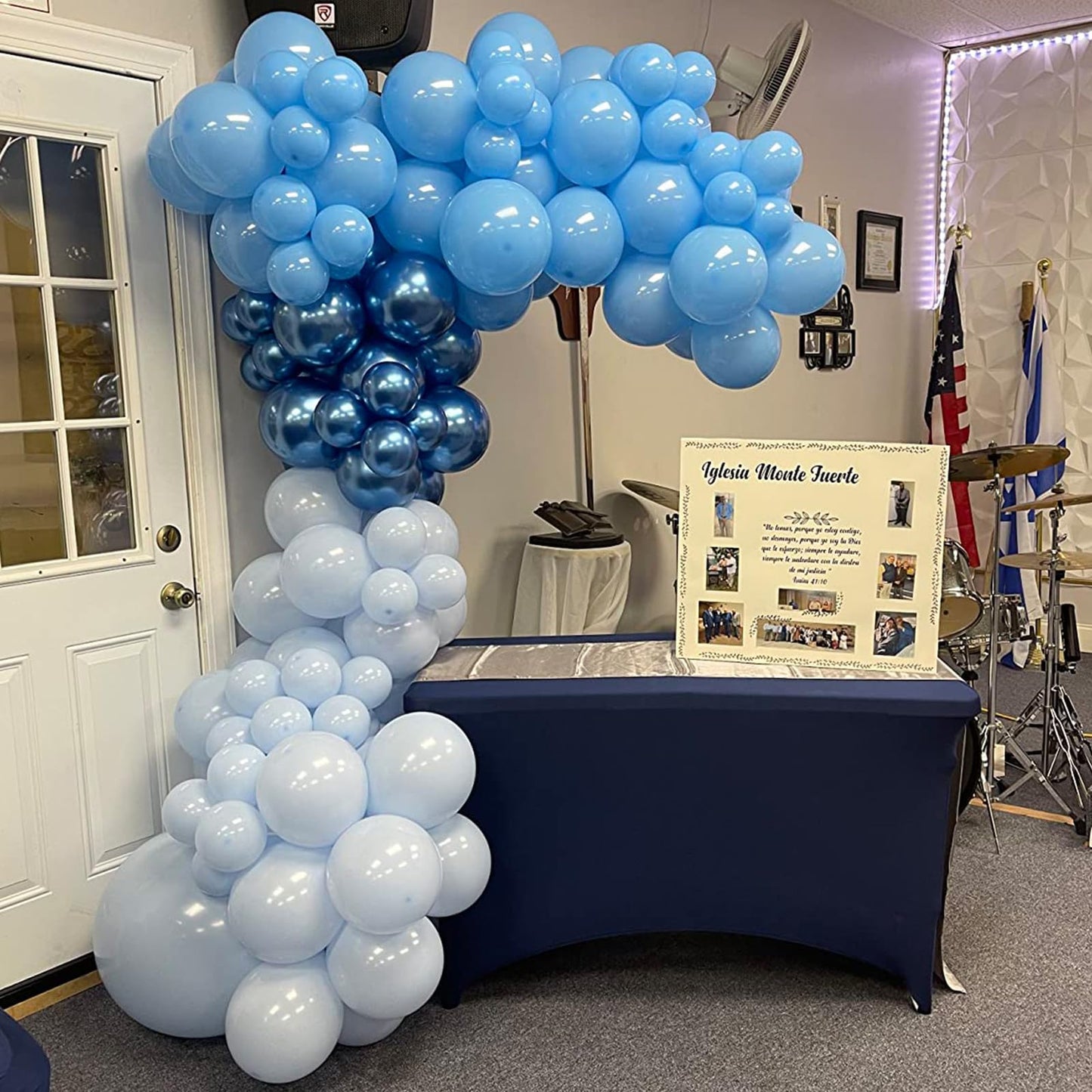 Jobkoo Blue Balloon Garland Arch Kit Winter Onederland Balloons Baby Light Blue Metallic Blue Confetti Latex Balloon For Snow Bi