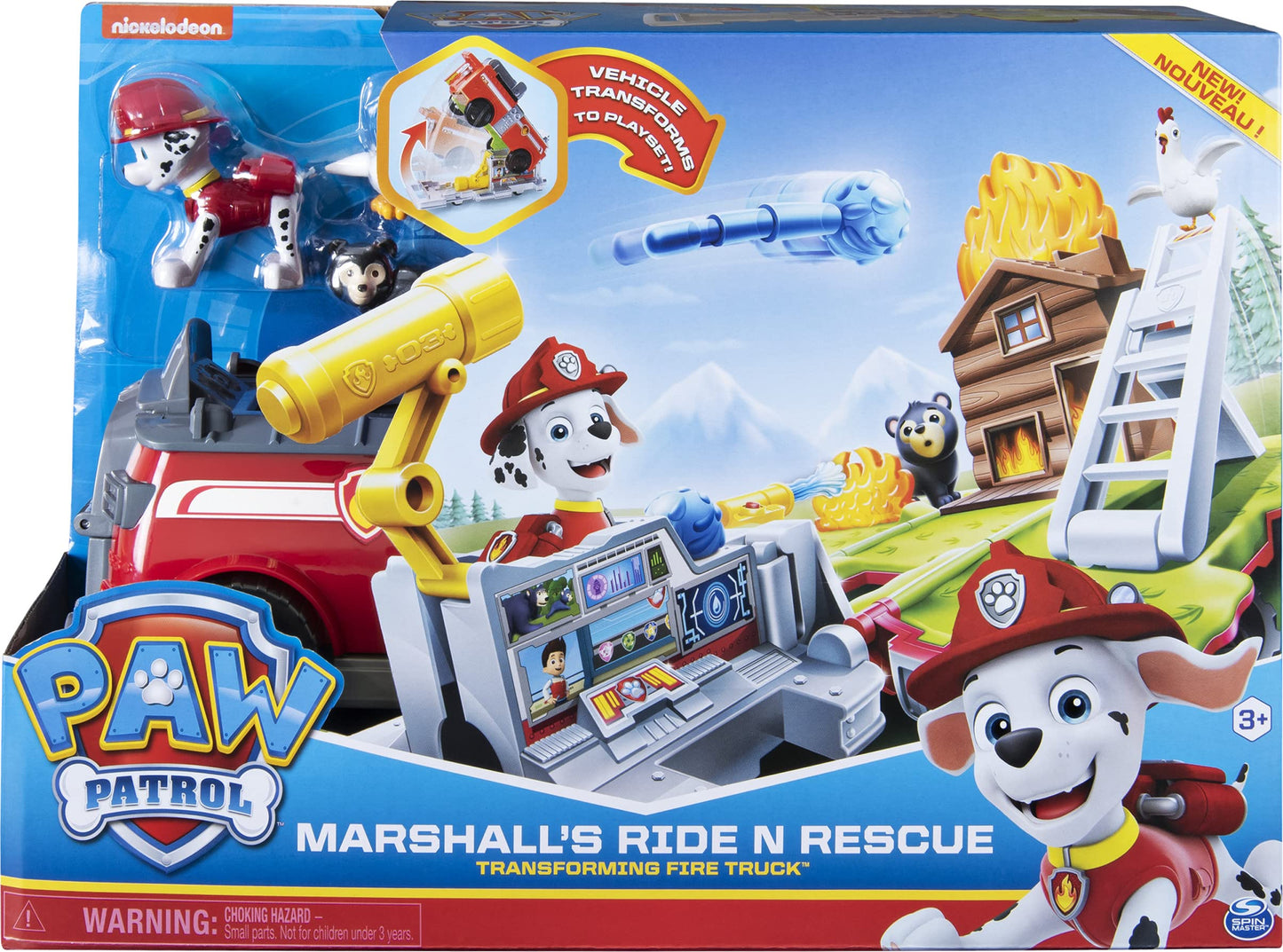 Paw Patrol, Marshalls Ride N Rescue, Transforming 2-In-1 Playset & Fire Truck, For Kids Aged 3 & Up