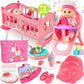Golray 12In Girl Baby Doll Crib And High Chair Set - Sound&Pee Interactive Baby Doll With 20Pcs Accessories Diaper Bag/Cradle/2 Clothes, Feeding Nursery Pretend Play Toddler Girl Toy Gift 3 4 5 6 Year