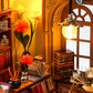 Quanquer Miniature House Kit: Magic Book Store Book Nook With Furniture And Led Light - Diy Kits For Adults - Wooden Doll House - Great Handmade Craft Model - Tiny House Decor Ideal Gifts