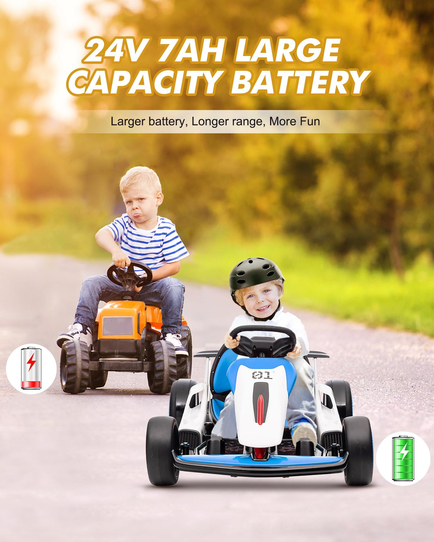 Garveelife 24V Go Kart For Kids 6-12 Year Old,Child Electric Drift Go-Kart With Music Mode,Electric Drifting Go Cart With Powerf