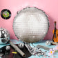 Aoriher Disco Ball Piata 12.6 x 12.6 x 3 Inch Disco Party Piata Mirror Disco Ball Piata Silver Foil Piata with Stick Mask Confet