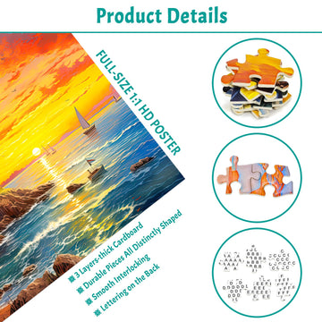 1000 Piece Puzzle For Adults, Lighthouse Puzzle For Adults 1000 Piece, Seaside Sunset Landscape Jigsaw Puzzle 1000 Pieces, Seash