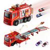 Zlreswer Fire Trucks Toy Set for 3-7 Years Old Boys, Fire Car Truck with 3 Soft Darts & 8 Alloy Mini Cars, Kids Toddlers Foldabl