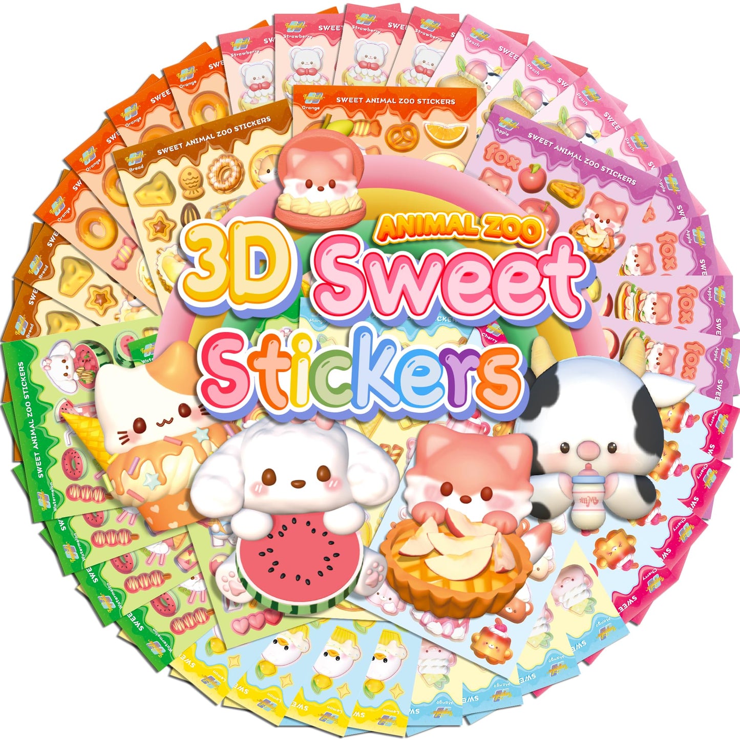Tageenla 3D Animal Scratch And Sniff Stickers - 45 Sheets Scented Stickers, 9 Different Scents Smelly Stickers - Reward Stickers
