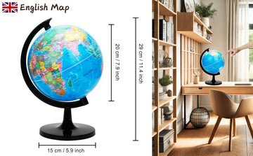 Exerz 8' World Globe - Political Map Educational Earth Globe - English