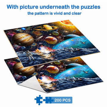 Puzzles For Kids Ages 8-10 Year Old - Solar System Planets, 200 Pieces Spacewalk Jigsaw Puzzles For Kids Ages 6-8, Learning Educ