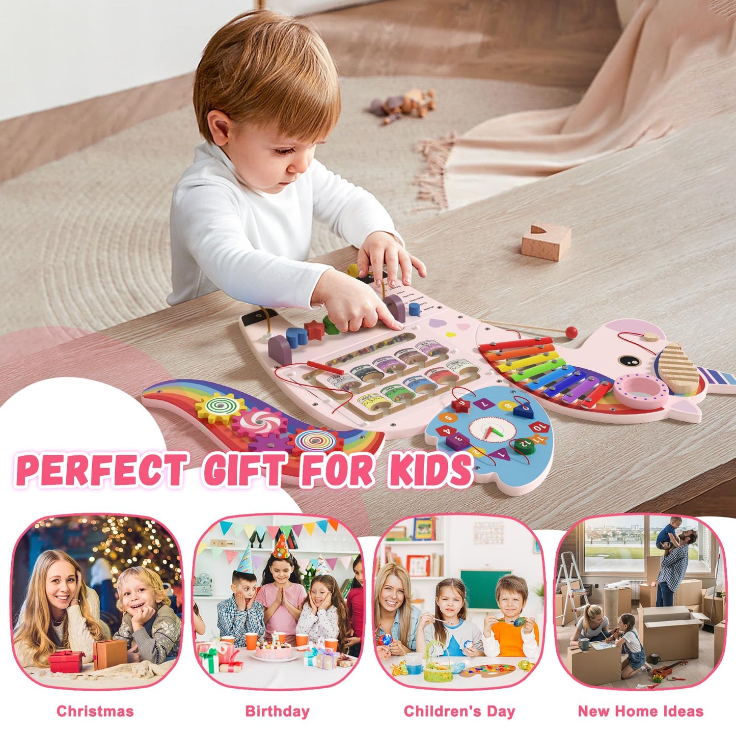 Spacocld Unicorn Activity Wall Busy Board Panels - Sensory Wall Panel For Kids, Montessori Toddler Wall Activity Board, Wall Toy