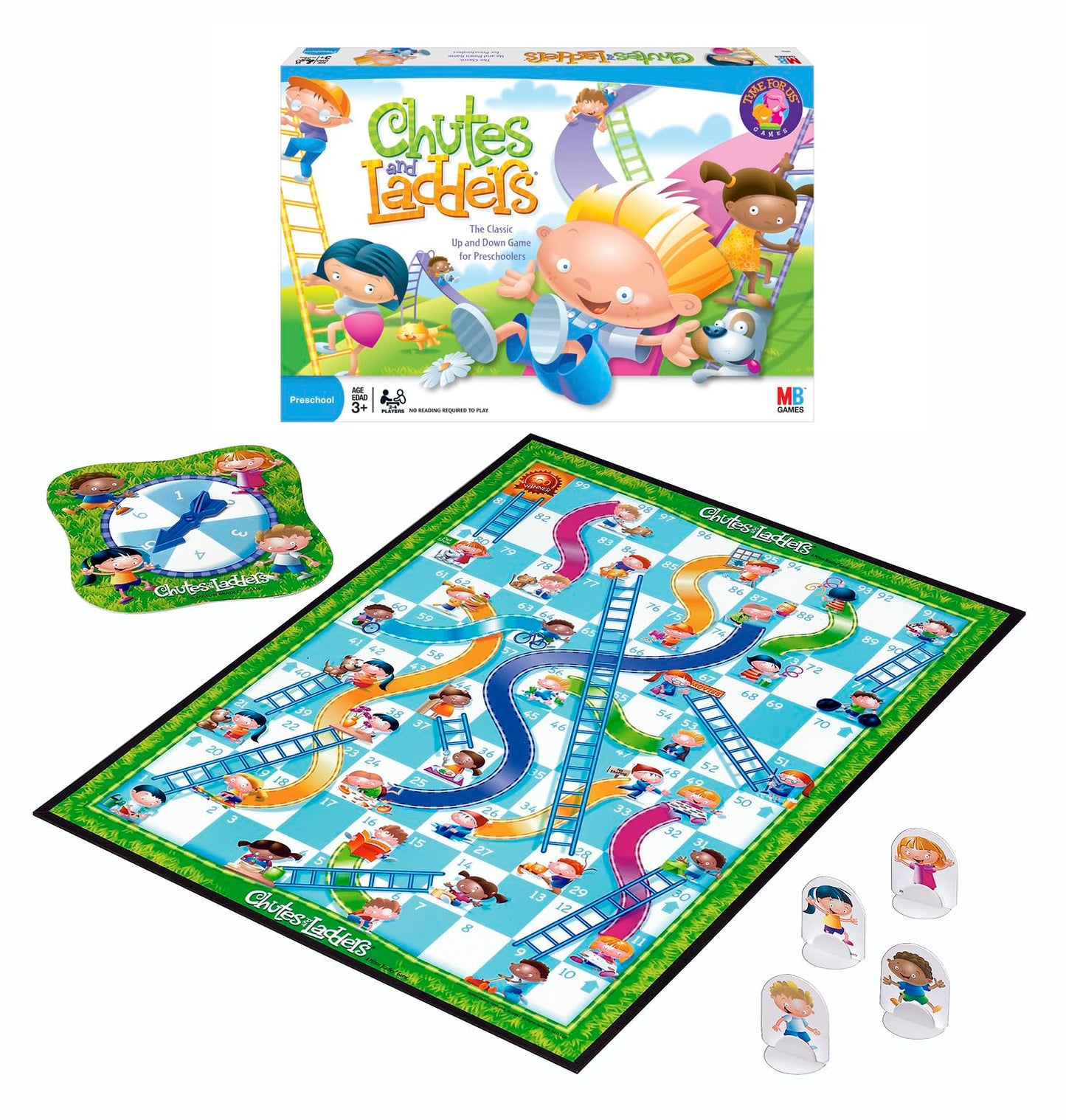 Hasbro Gaming Chutes and Ladders Board Game for 2-4 Players, Ages 3+, Multicolor, Plastic, Model 4555 S5