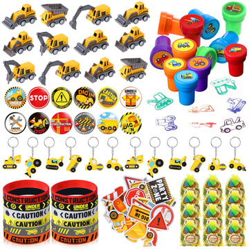 Construction Party Favors Construction Theme Birthday Party Supplies Mini Construction Vehicles Toy Rubber Bracelet Keychain Sta