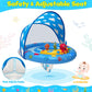 ZIZZ Baby Pool Float with Canopy - Inflatable Baby Swimming Float with UPF50+Sun Protection  Infant Pool Float with Toy Play Console Adjustable Seat for Boys Girls Toddler 6-36 Months