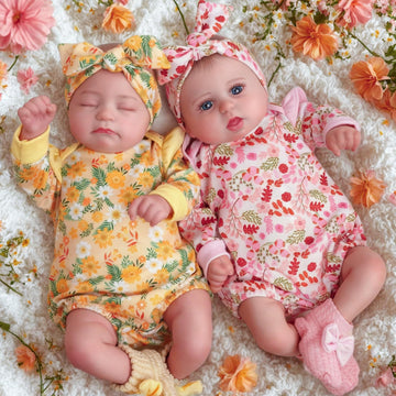 BABAESIDE Reborn Baby Dolls Twins, 20 Inch Realistic Baby Doll Girls Sleeping and Awake with Soft Body Baby Girl with Feeding To