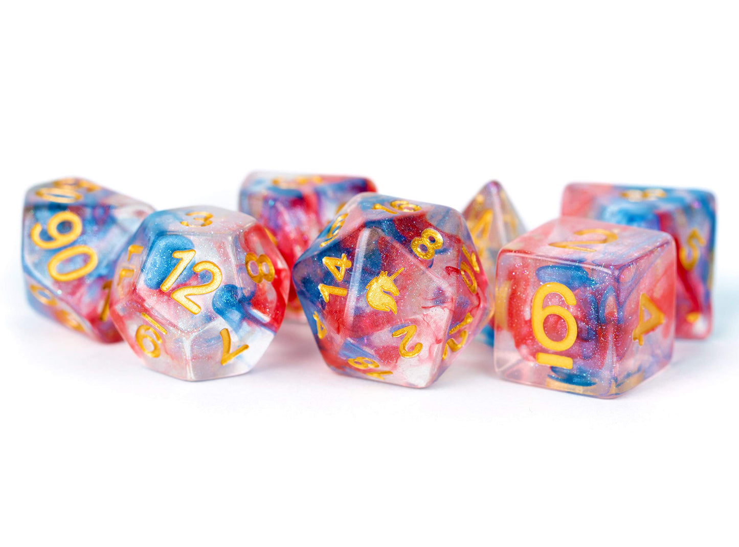 Metallic Dice Games Lic708 Unicorn Cosmic Carnival Dice - Set Of 7