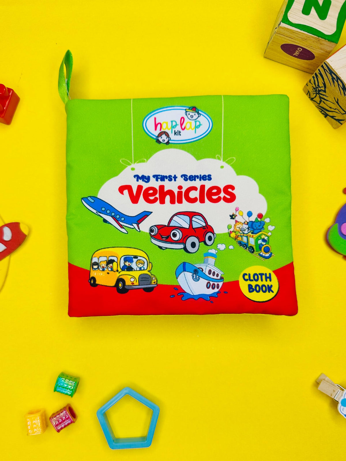 Haplap Kit  Soft Cloth Book For Babies  Crinkle Sound  Sensory Learning Toy  Montessori Tummy Time Toy  02 Years (Vehicles