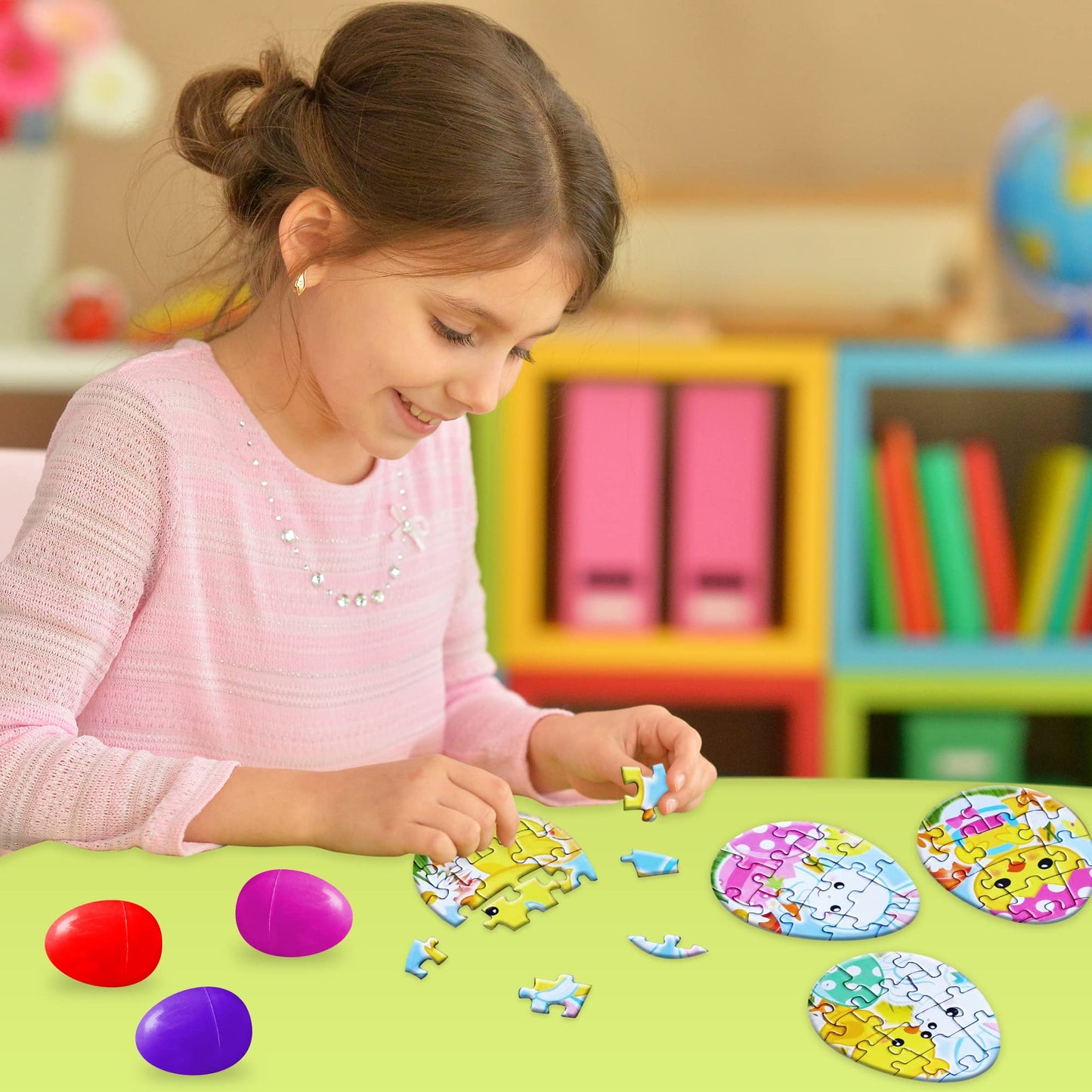 Artcreativity Puzzle Filled Easter Eggs – Set Of 24 Pre-Filled Easter Eggs With Mini Easter Puzzles Inside, Fun Easter Egg Puzzles For Kids, Perfect Easter Basket Fillers & Goodie Bag Stuffers