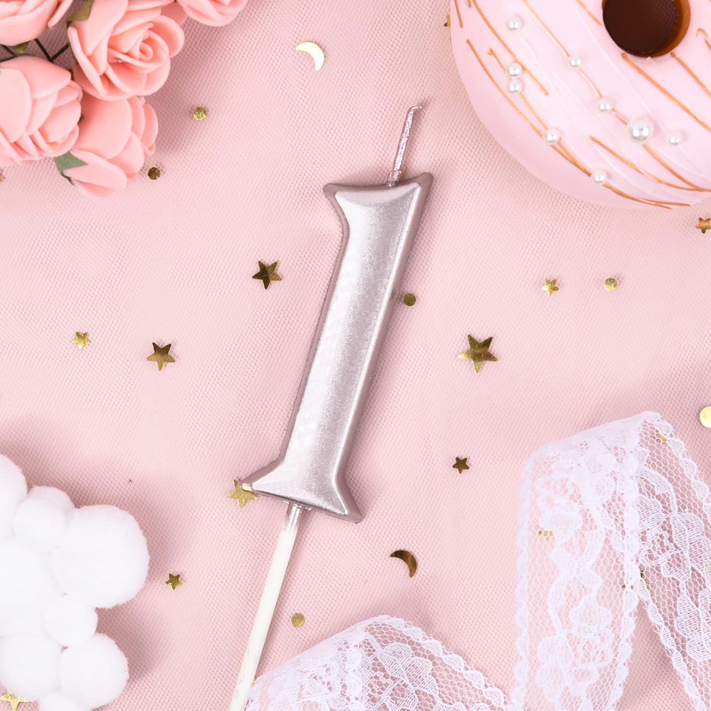 PHD CAKE 2.76 Inch Elegant Rose Gold 1 Number Birthday Candles, Rose Gold Number Candles, Cake Number Candles, Party Celebration