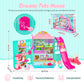 Foldable Pets Dollhouse Toy Play Set, Doll House of Pets with 31+ Accessories Includes Dolls, Motor, Pool, Little Pets, Slide an