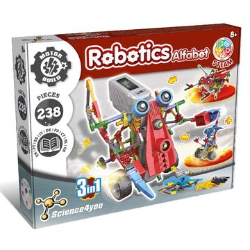 Science4You Robotics Alfabot - Robot Building Kit For Kids, 238 Pieces - Build Your Own Robots And Make Them Move - 3 Different Robots In 1 Toy - Stem Educational Toy For Kids Age 8-14