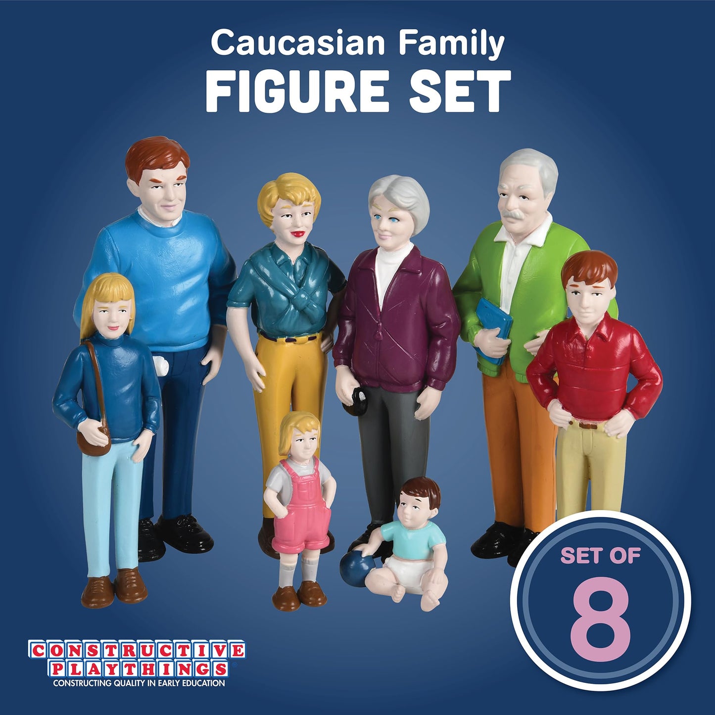 Creative Minds Marvel Education Caucasian Family Toy Figure Set for Kids Ages 3+, Set of 8 Inclusive and Diverse Dollhouse Toy F