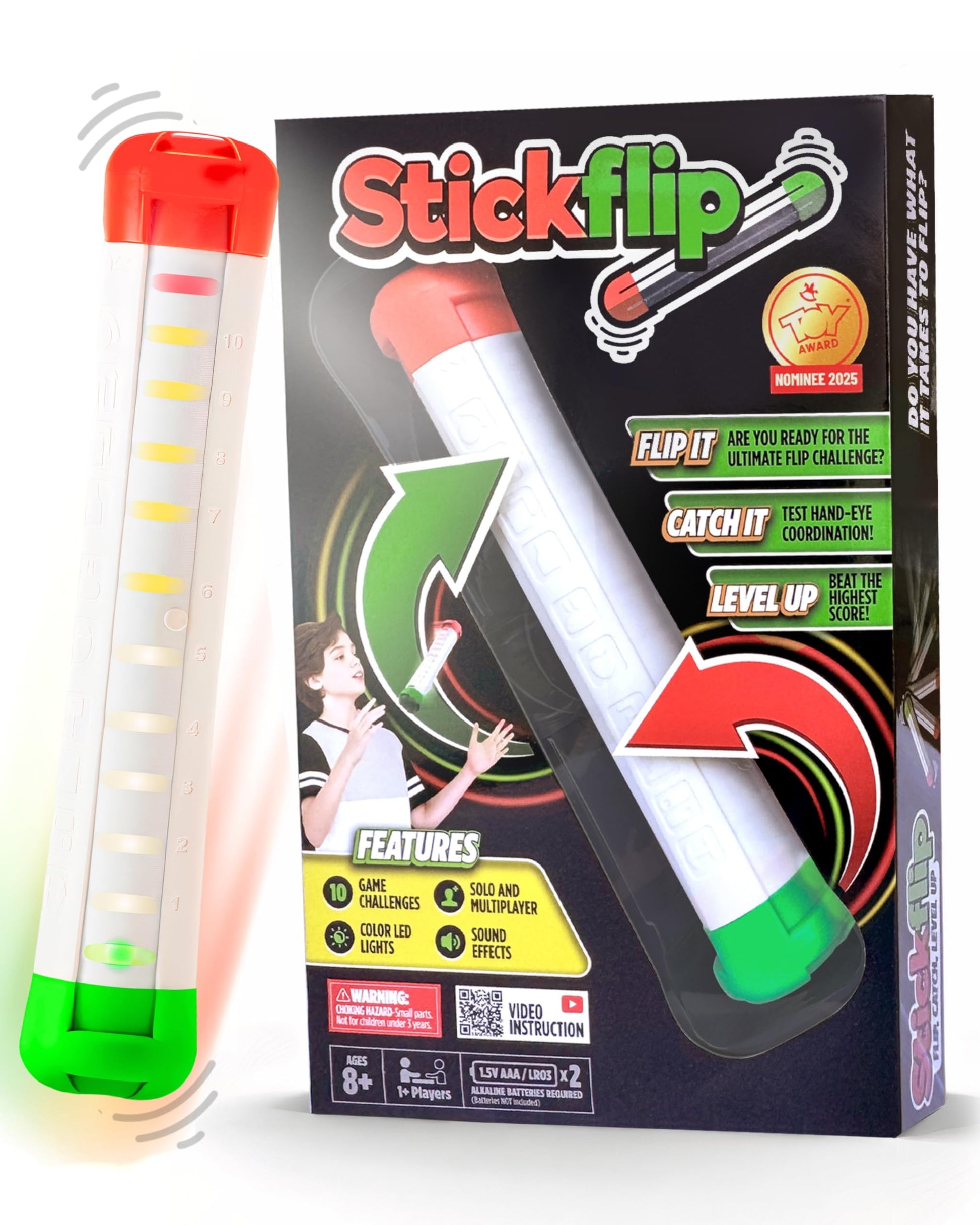 Stickflip How Many Flips can You Throw? | Electronic Flip Challenge Game | Auto-Counting Skill Toy for Kids, Teens & Adults | 10