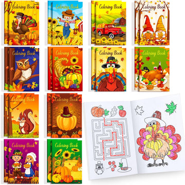 Benlouis 24 Pcs Fall Mini Coloring Books Fall Harvest Party Favors Thanksgiving Activity Book Bulk For Kids Autumn Pumpkin Birth